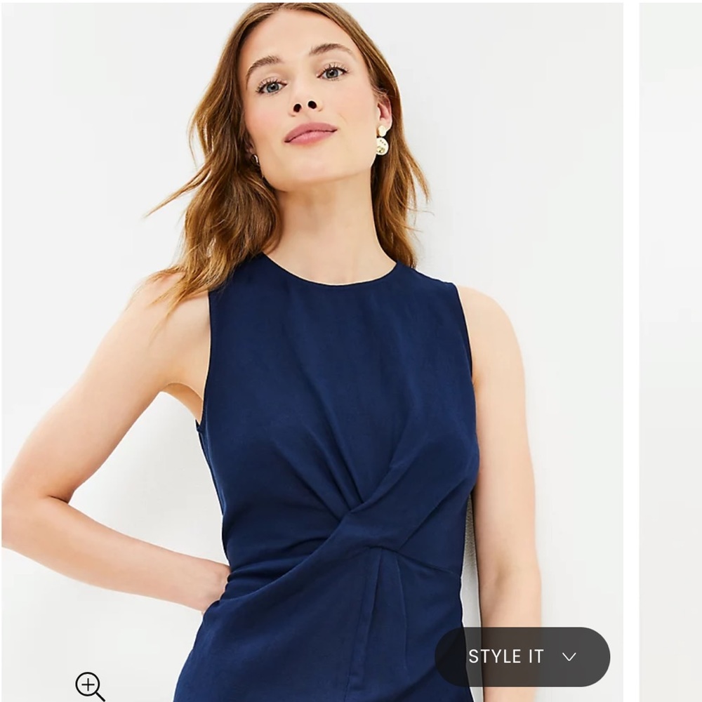 LOFT NWT Linen Blend Shift Twist Dress